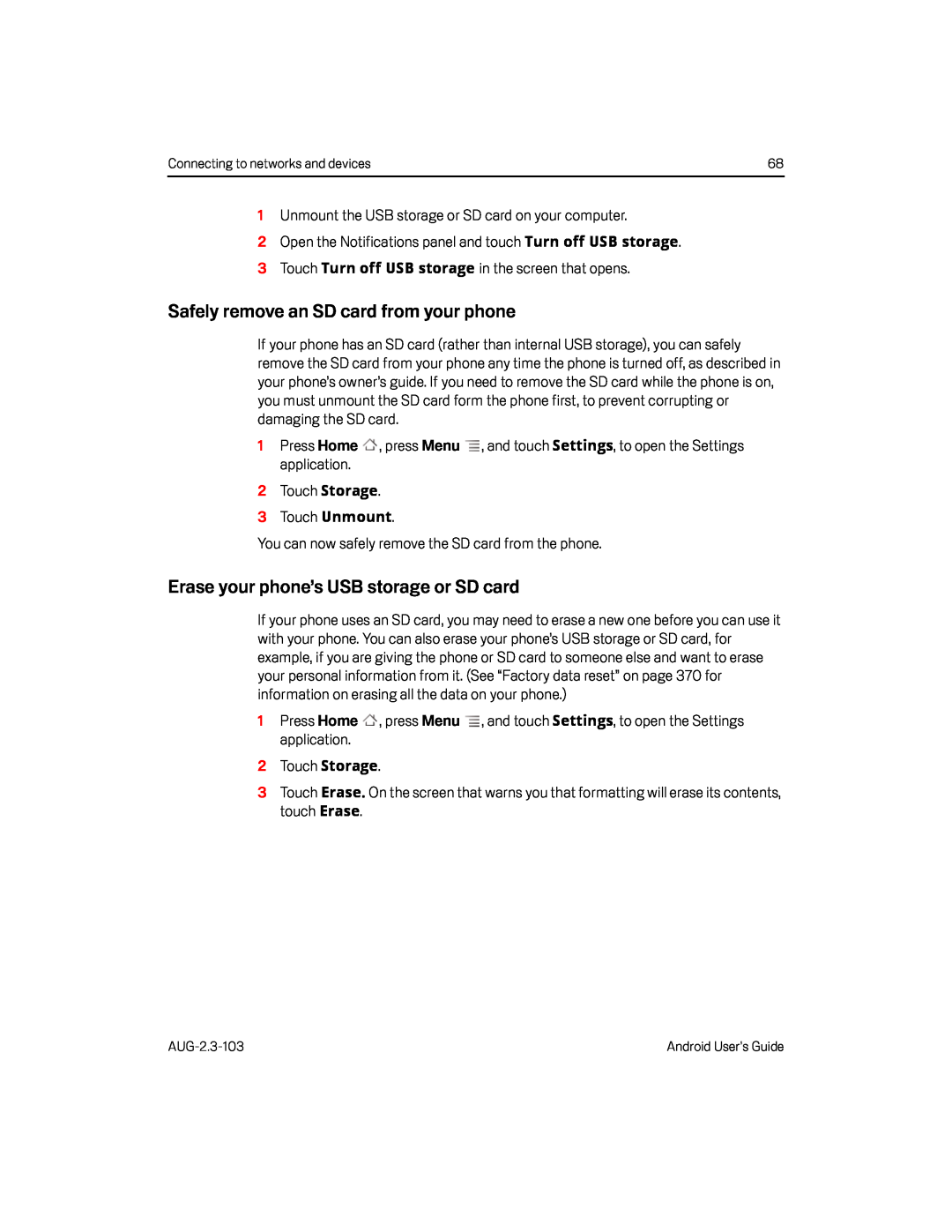 Erase your phone’s USB storage or SD card Google Nexus S AT&T