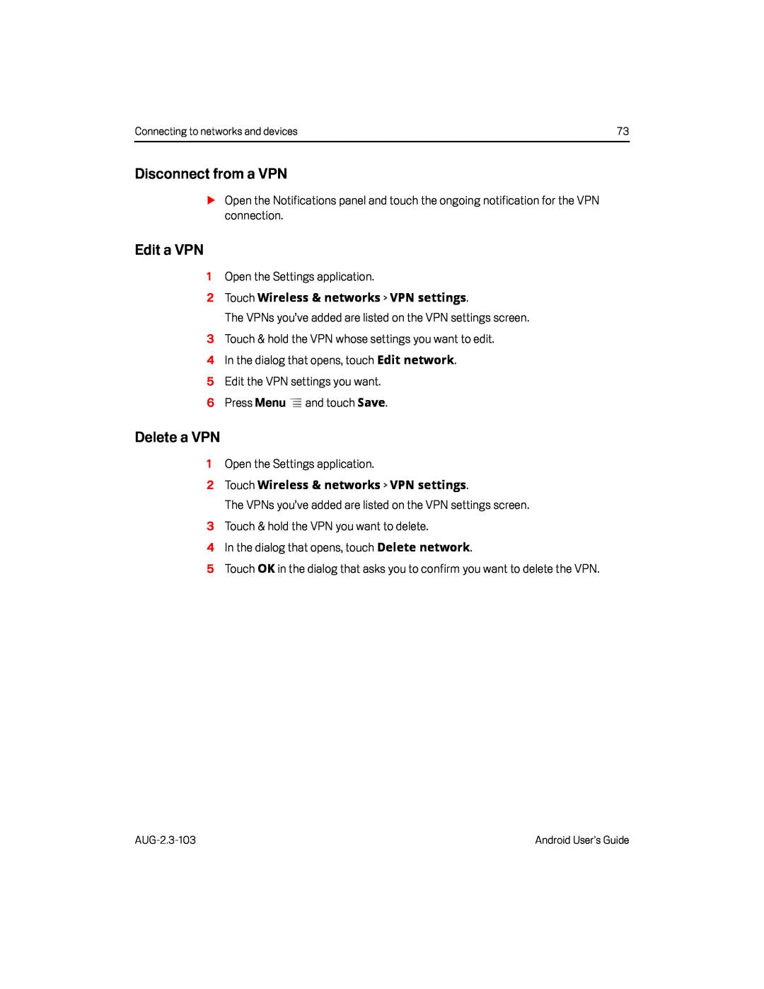 Edit a VPN Google Nexus S AT&T