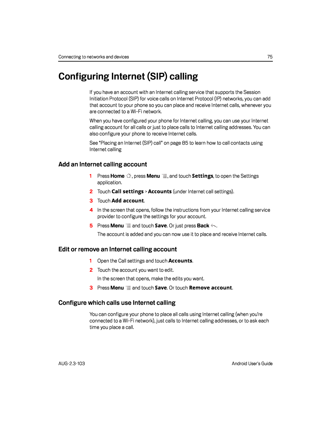 Configure which calls use Internet calling Google Nexus S AT&T