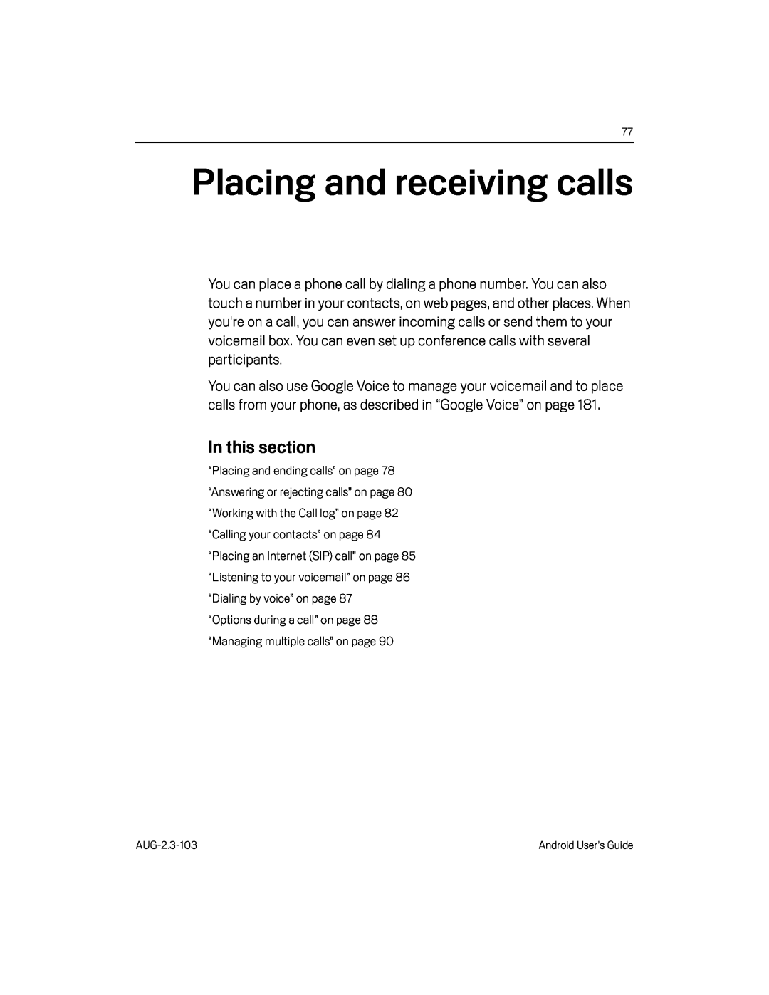 Placing and receiving calls Google Nexus S AT&T