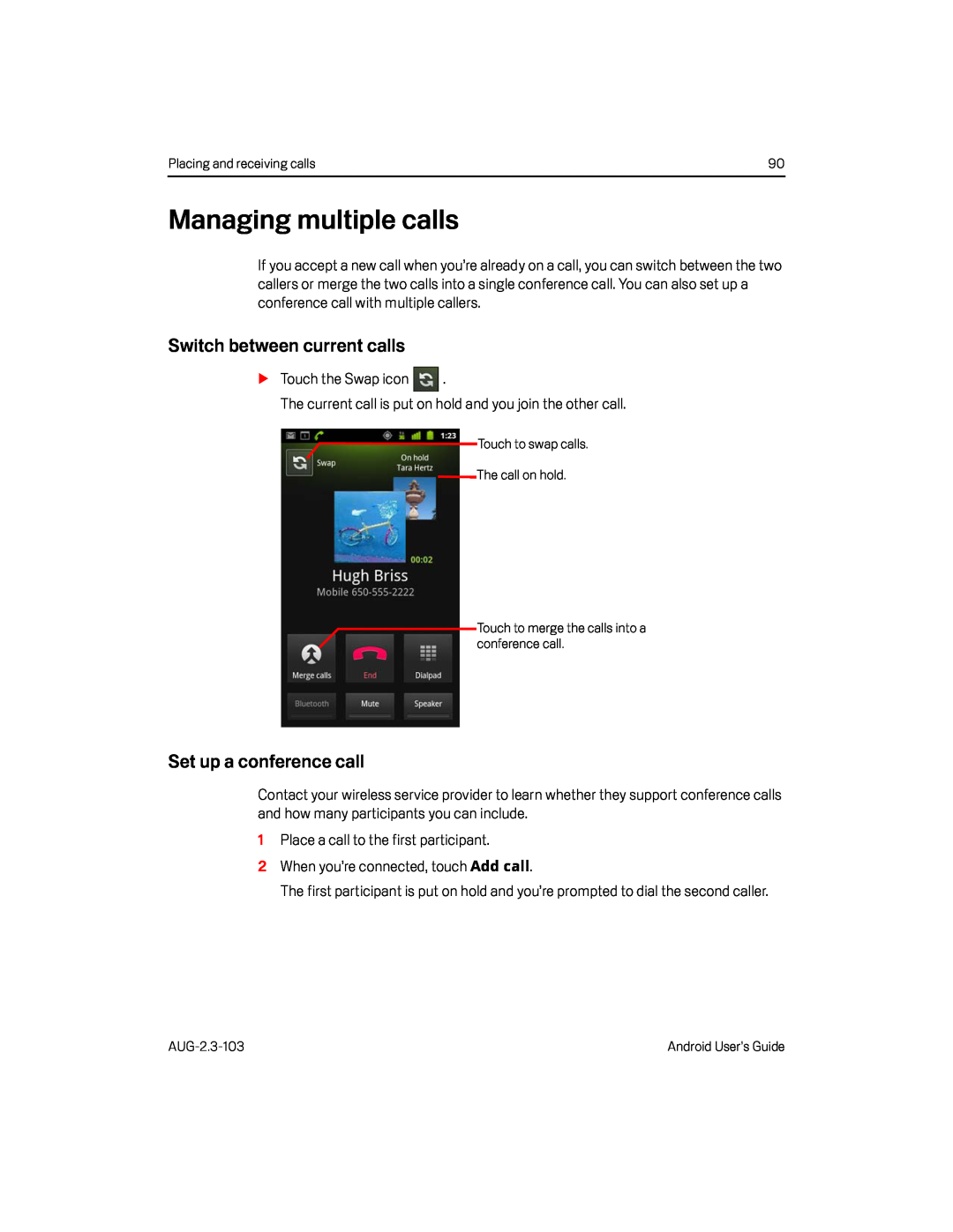 Managing multiple calls Google Nexus S AT&T