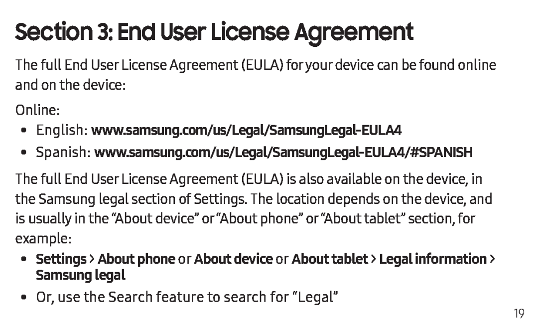 Section 3: End User License Agreement Galaxy Tab A 8.0 New T-Mobile