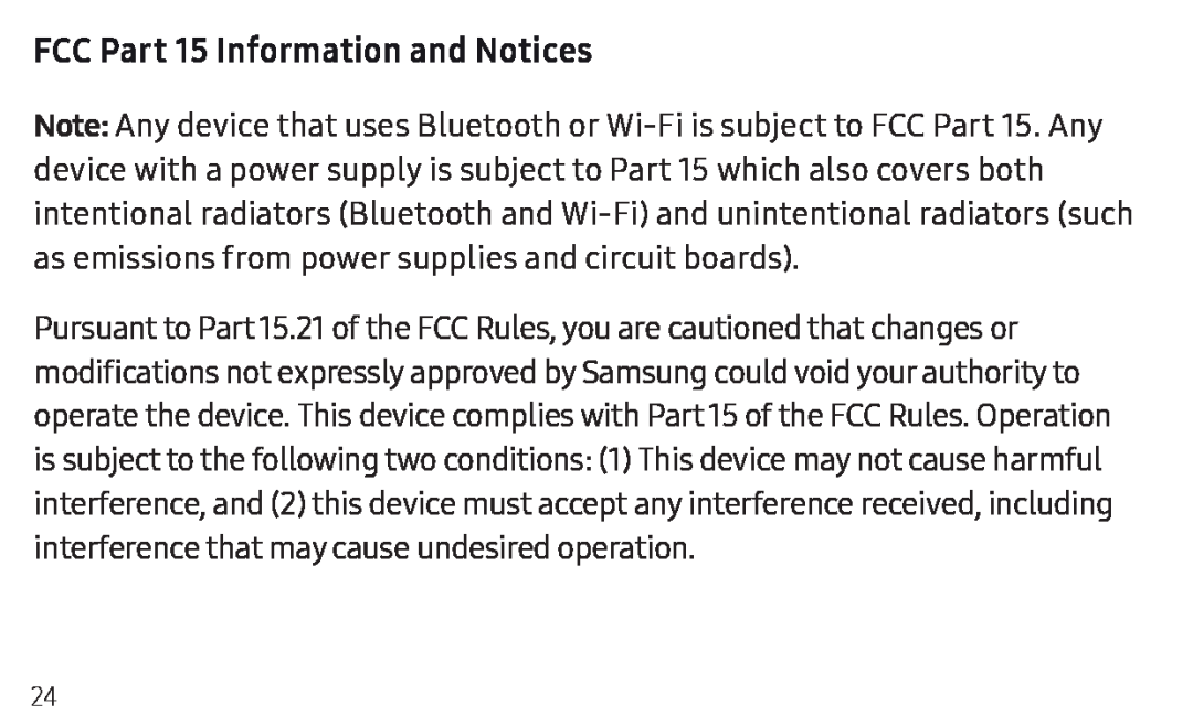 FCC Part 15 Information and Notices Galaxy Tab A 8.0 New T-Mobile