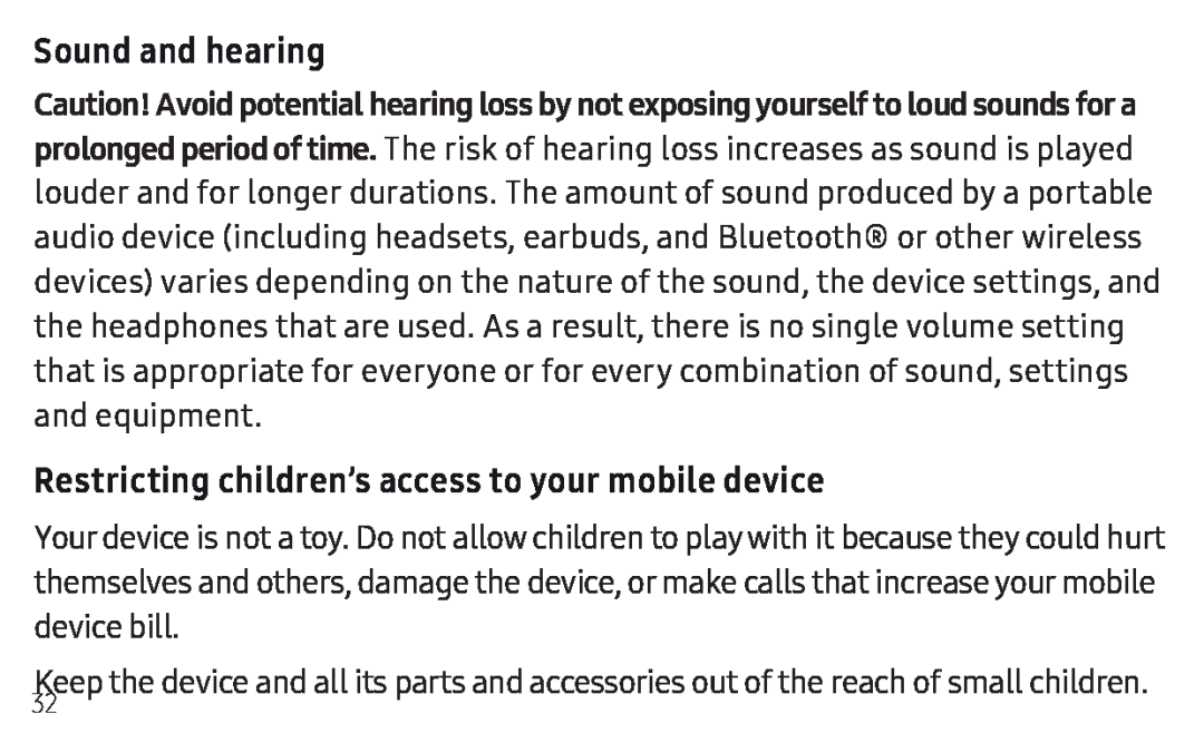 Sound and hearing Restricting children’s access to your mobile device