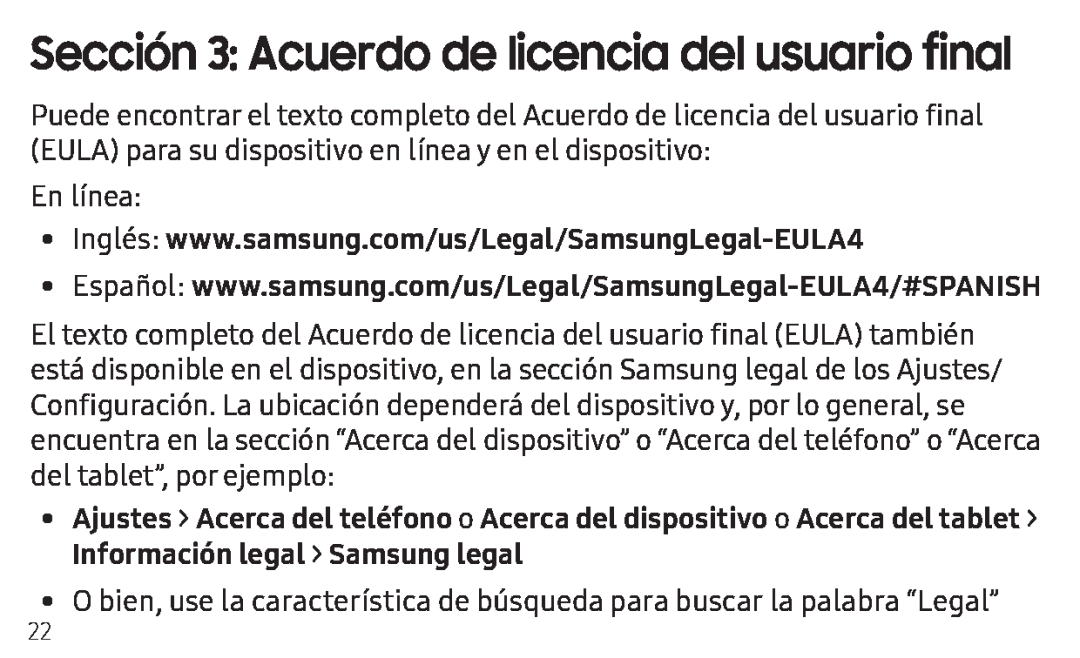 Sección 3: Acuerdo de licencia del usuario final Galaxy Tab A 8.0 New T-Mobile