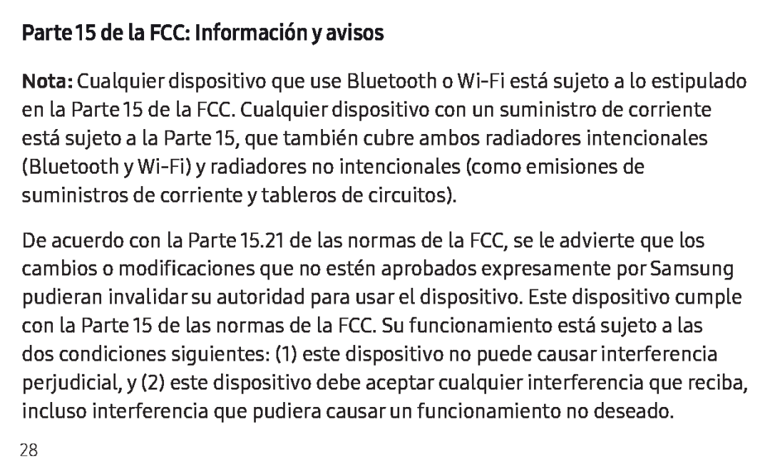 Parte 15 de la FCC: Información y avisos Galaxy Tab A 8.0 New T-Mobile