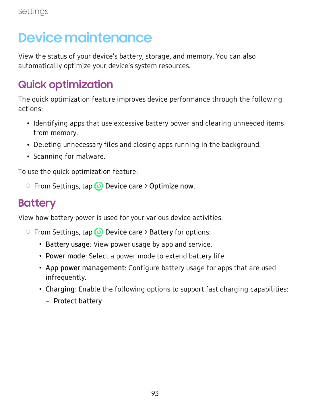 Quick optimization Battery