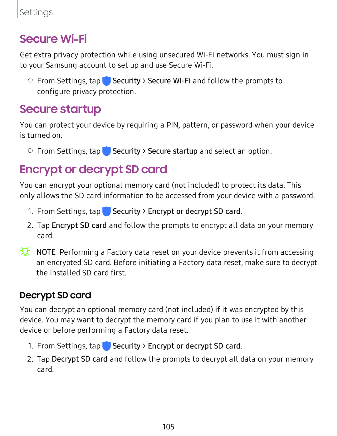 Encrypt or decrypt SD card Galaxy Tab A 8.0 New T-Mobile