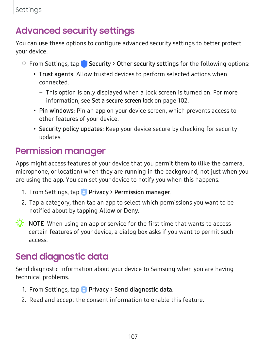 Advanced security settings Galaxy Tab A 8.0 New T-Mobile