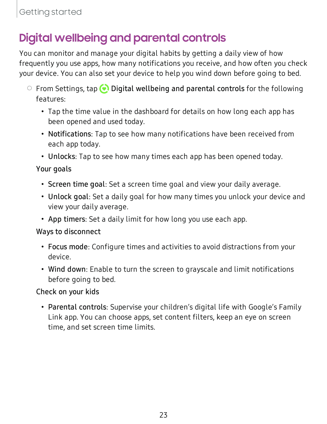 Digital wellbeing and parental controls