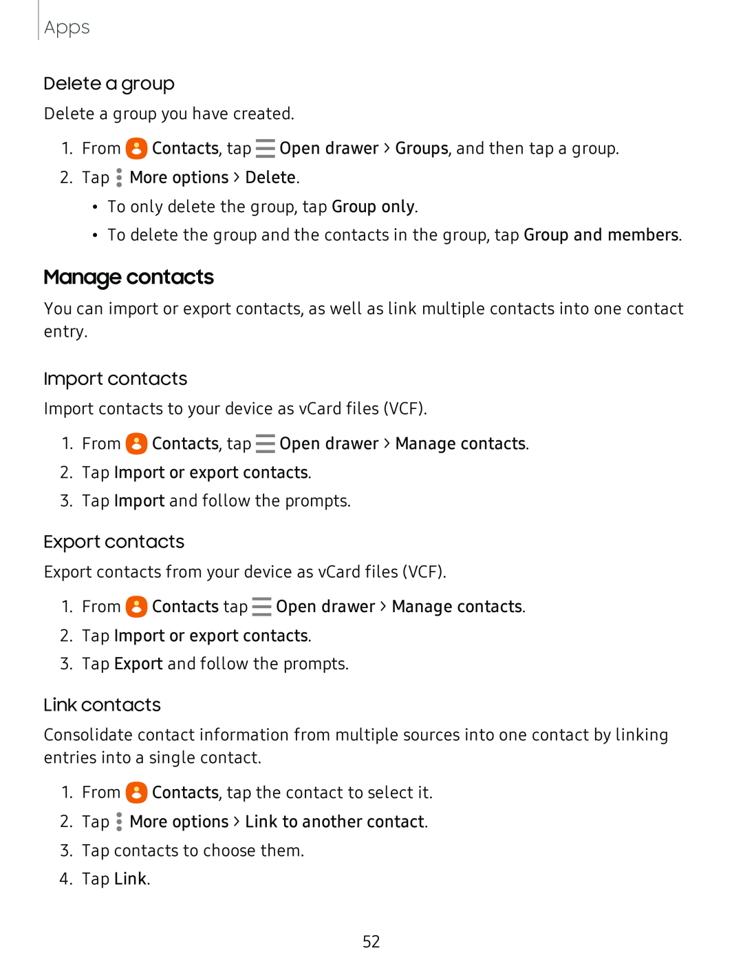 Manage contacts