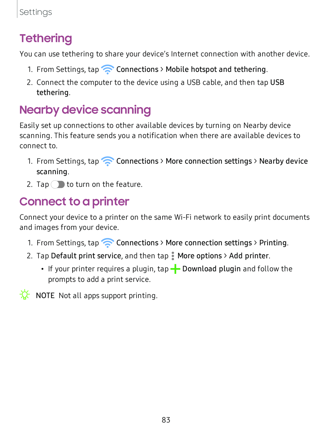 Tethering Nearby device scanning