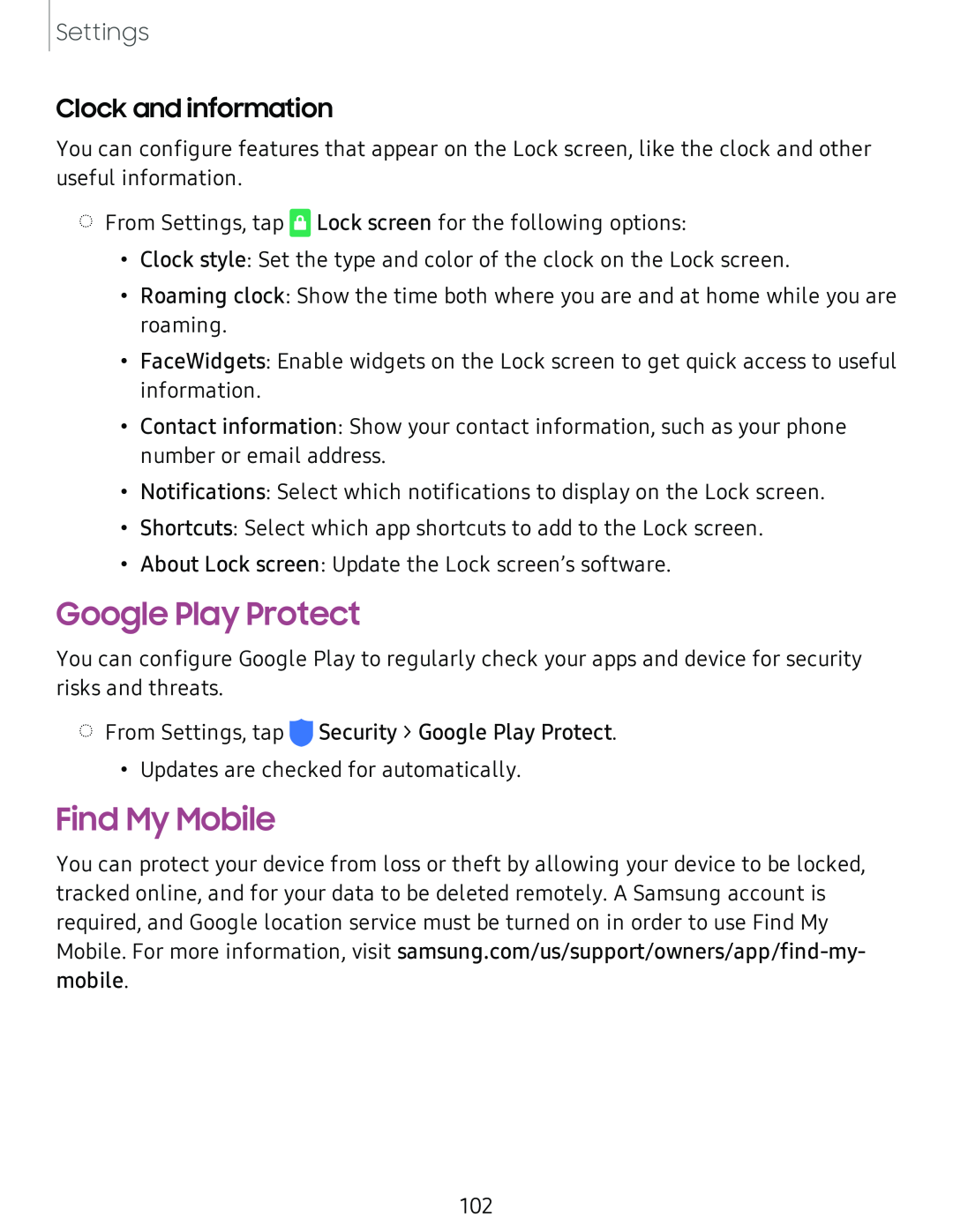 Clock and information Google Play Protect