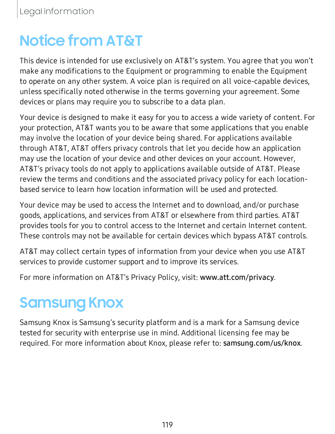 Notice from AT&T Samsung Knox