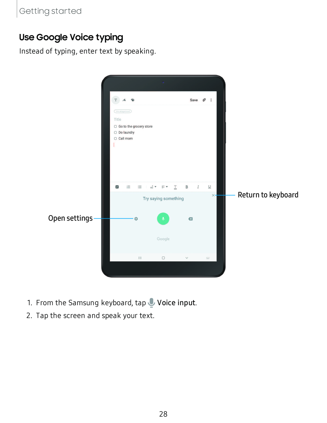 Return to keyboard Open settings