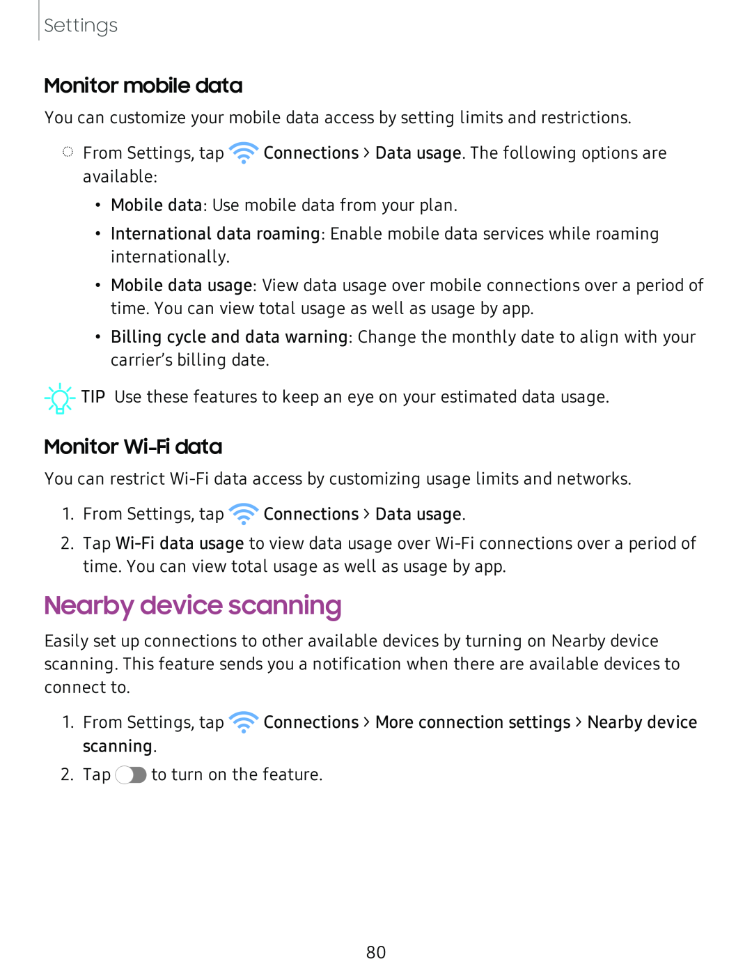 Monitor mobile data Monitor Wi-Fidata