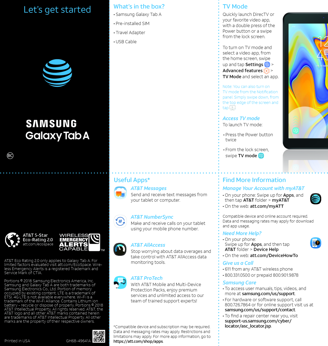 Note: You can also turn on Galaxy Tab A 8.0 New AT&T