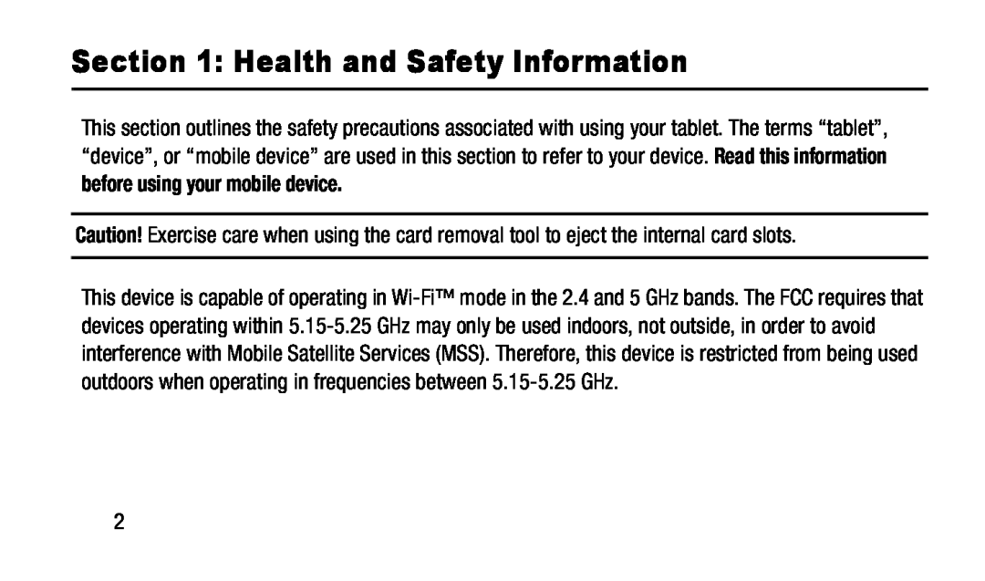 Section 1: Health and Safety Information