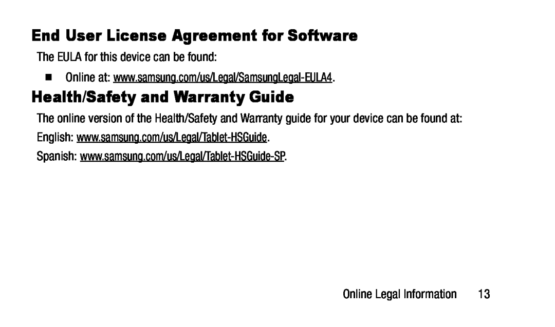 End User License Agreement for Software Health/Safety and Warranty Guide