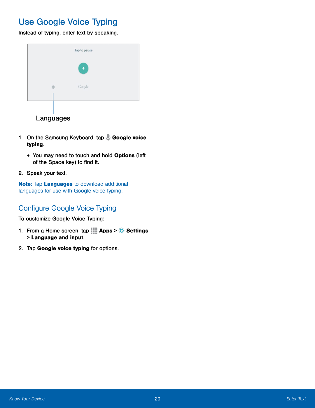 Languages Configure Google Voice Typing