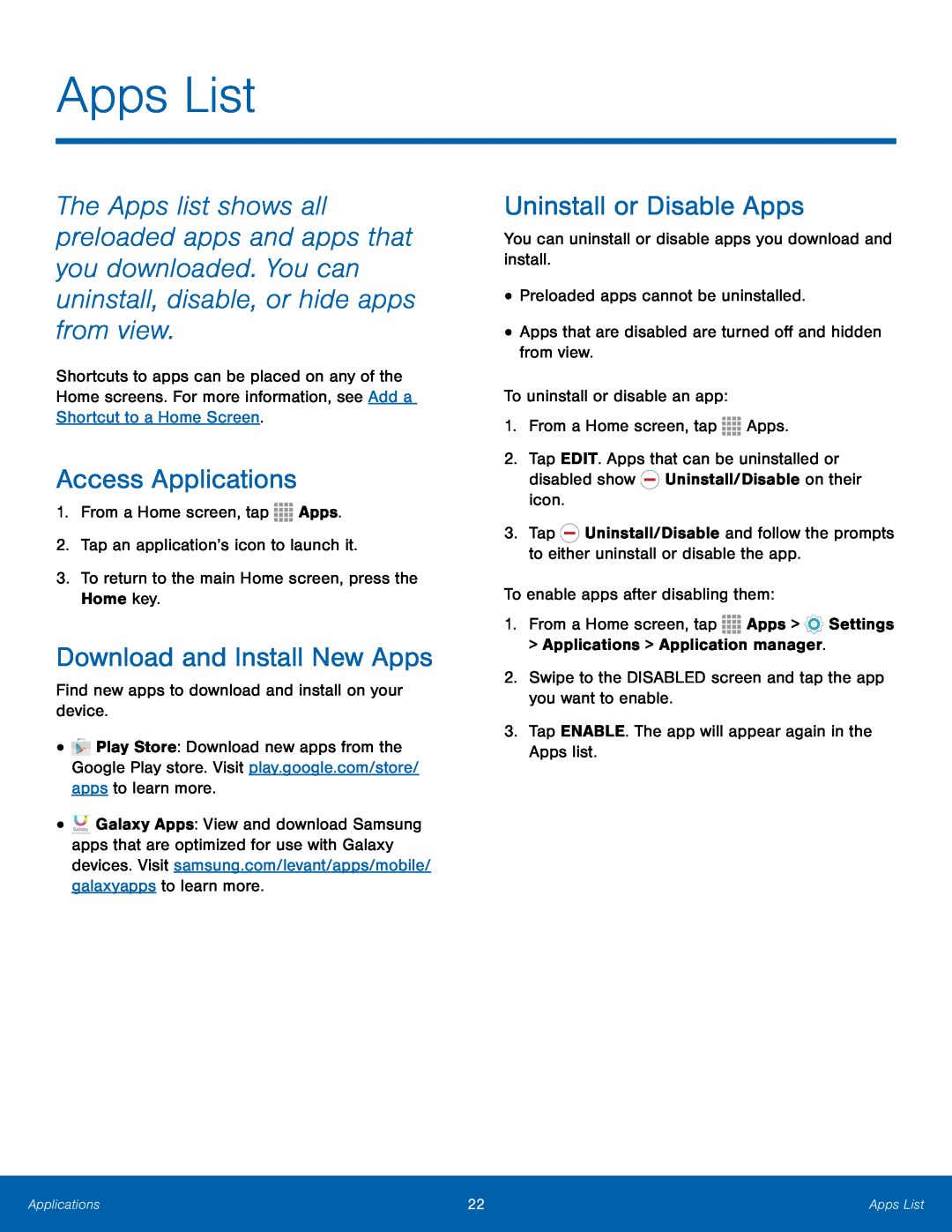 Access Applications Download and Install New Apps