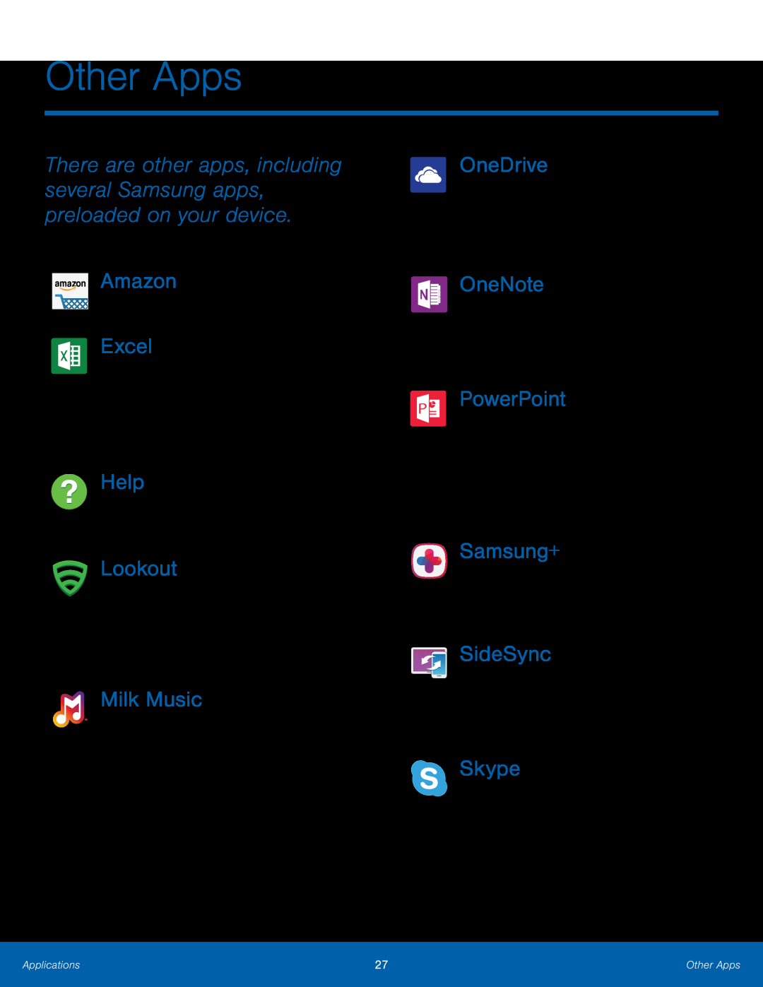 There are other apps, including several Samsung apps, preloaded on your device Amazon