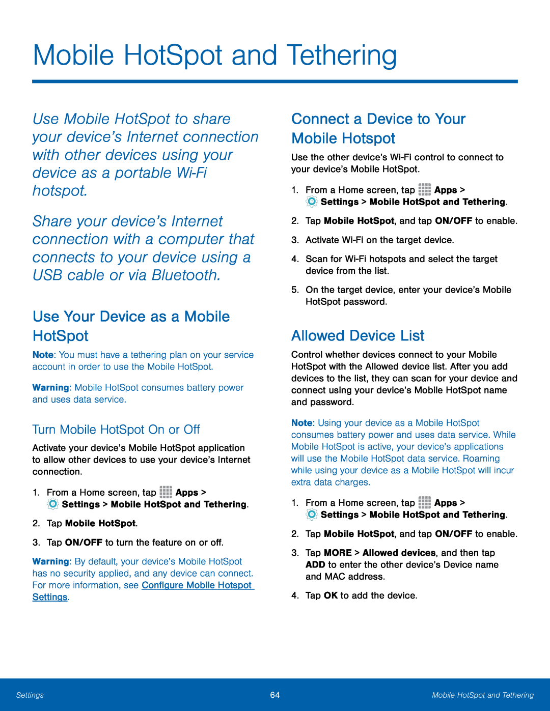 Turn Mobile HotSpot On or Off Use Your Device as a Mobile HotSpot