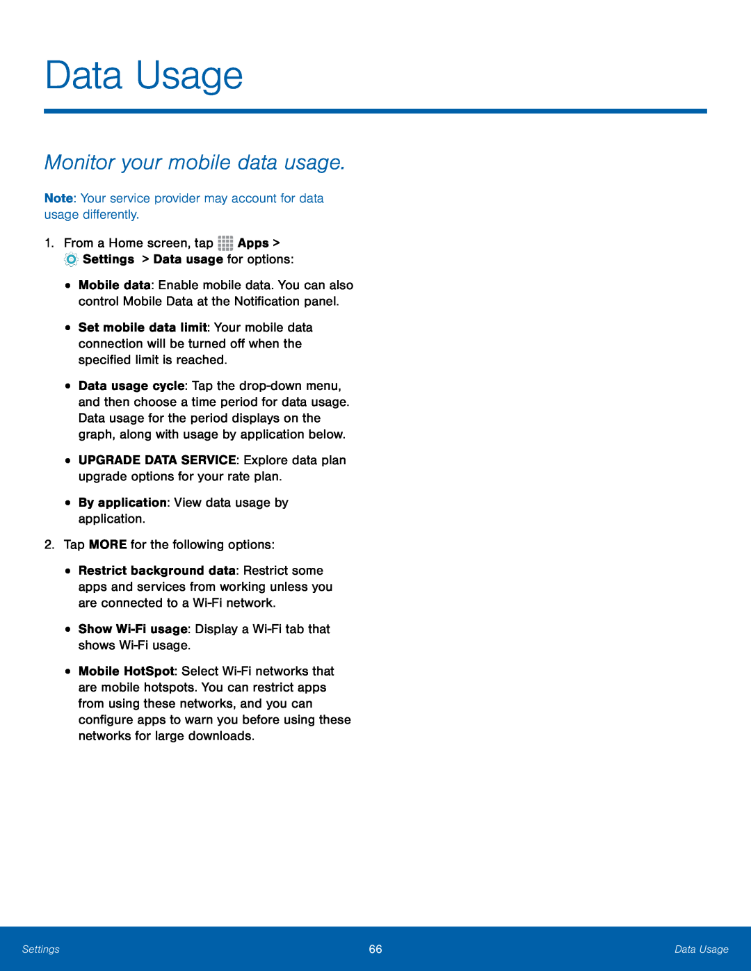 Monitor your mobile data usage Data Usage