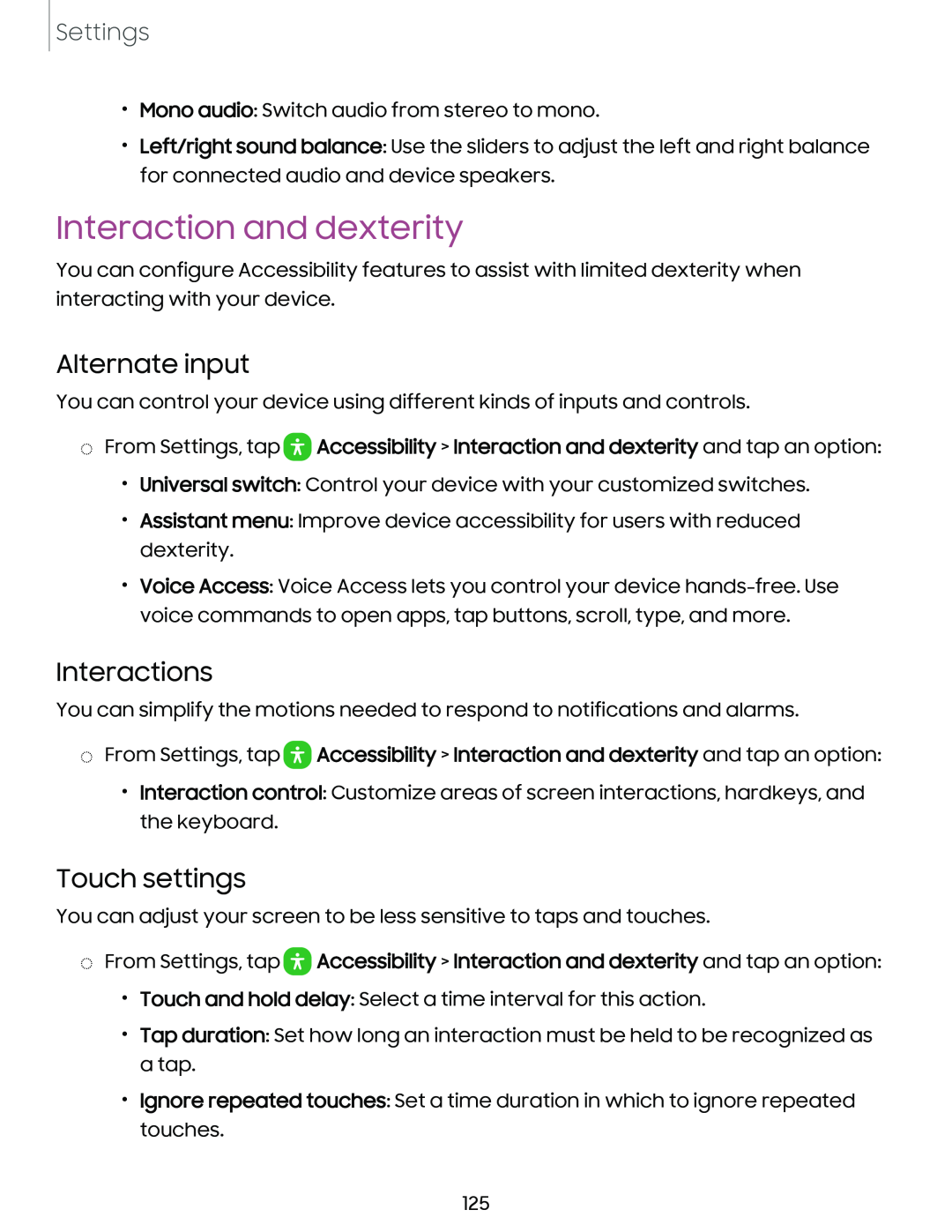 Touch settings Galaxy Tab A7 Lite Wi-Fi