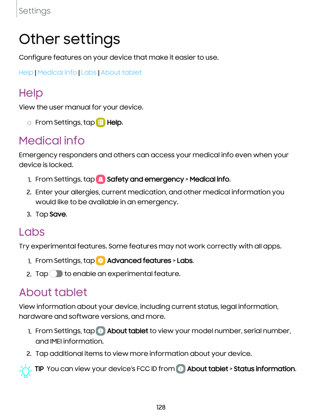 Other settings Galaxy Tab A7 Lite Wi-Fi