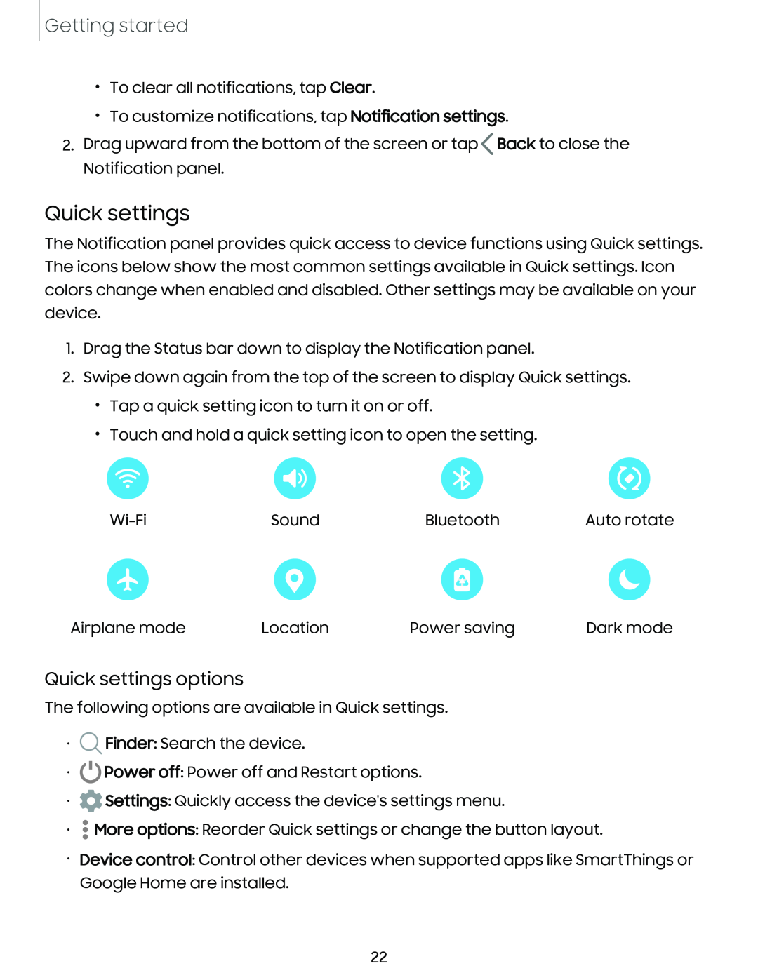 Quick settings options Galaxy Tab A7 Lite Wi-Fi