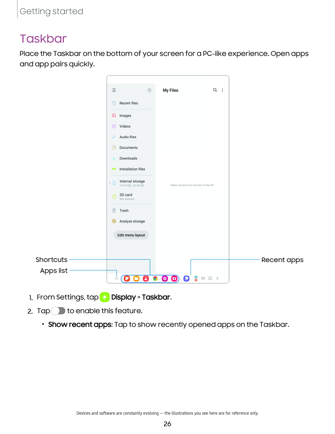 Taskbar Galaxy Tab A7 Lite Wi-Fi