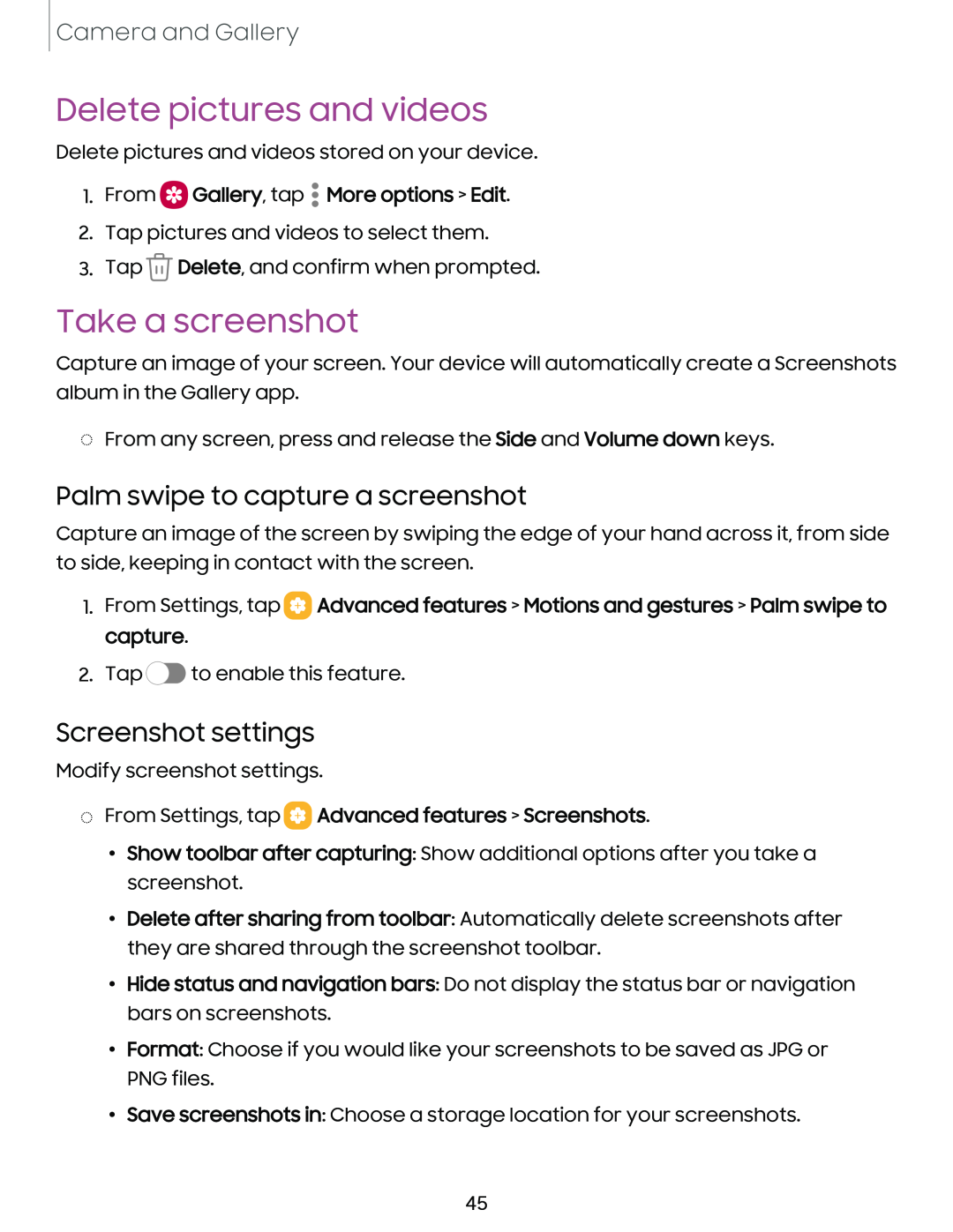 Screenshot settings Galaxy Tab A7 Lite Wi-Fi