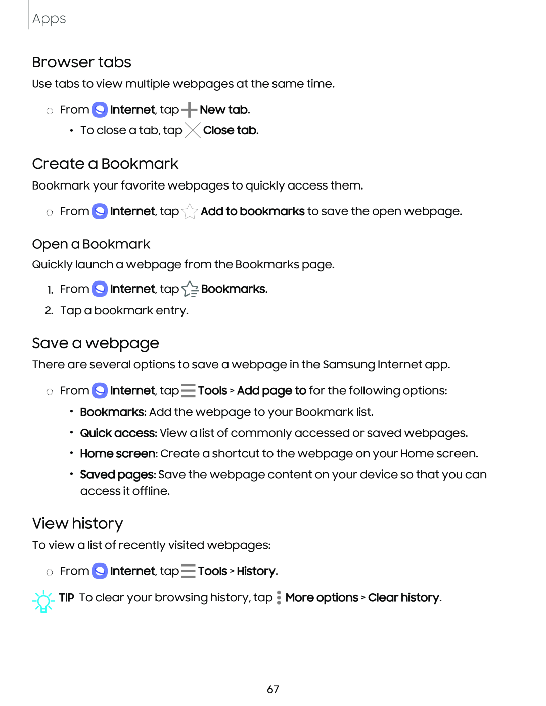 Open a Bookmark Galaxy Tab A7 Lite Wi-Fi