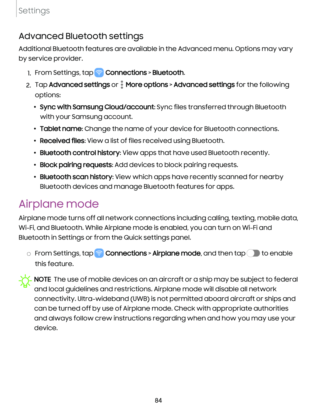 Advanced Bluetooth settings Galaxy Tab A7 Lite Wi-Fi