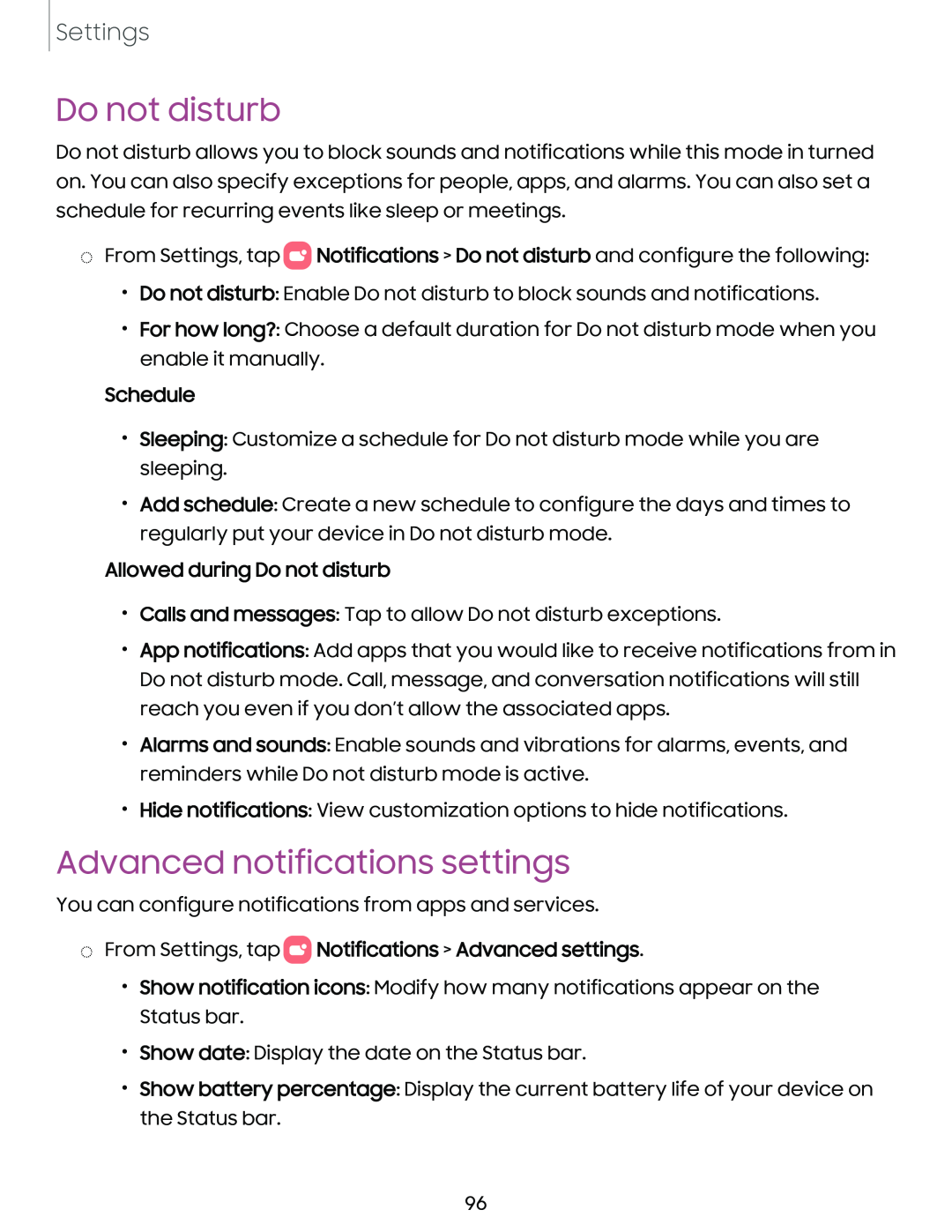 Advanced notifications settings Galaxy Tab A7 Lite Wi-Fi