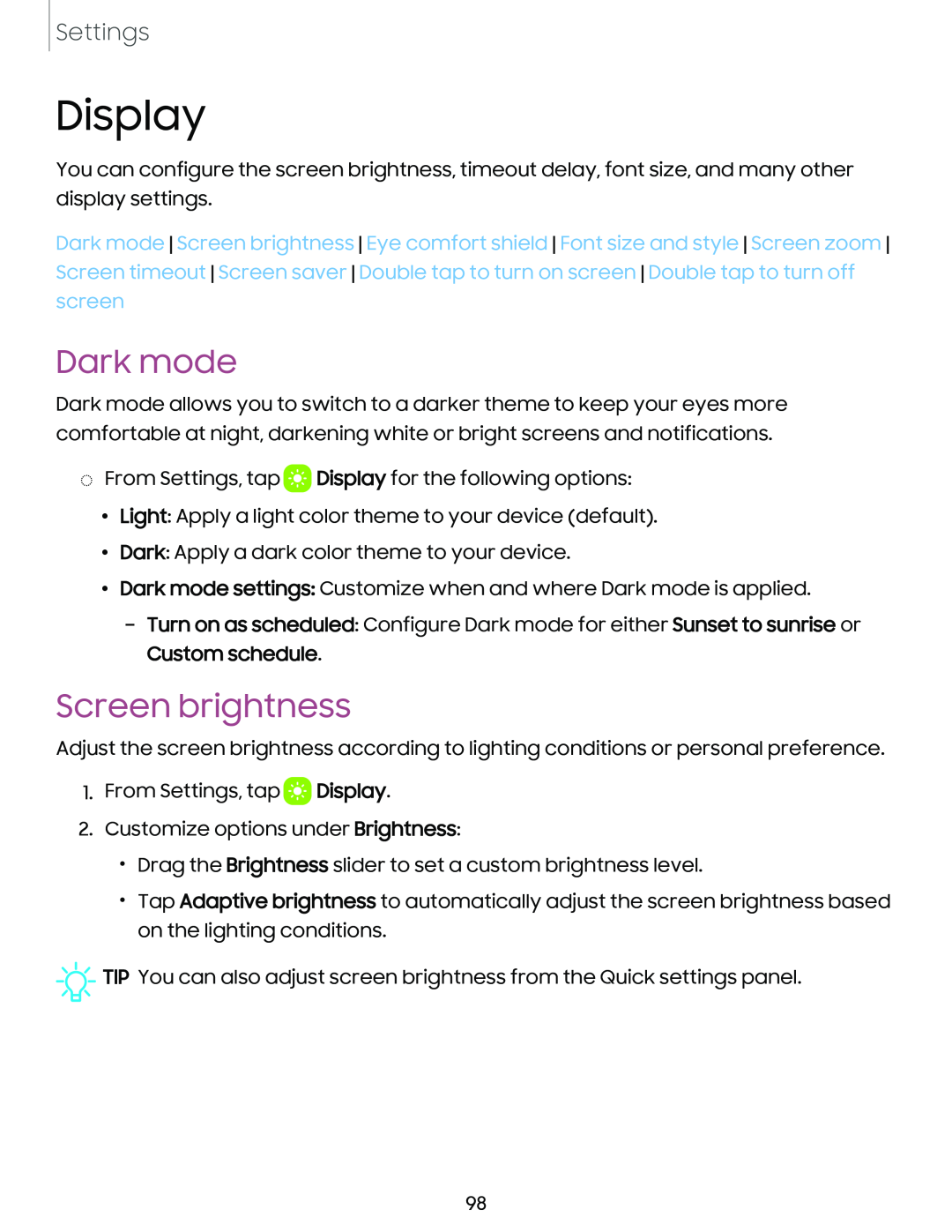 Screen brightness Galaxy Tab A7 Lite Wi-Fi