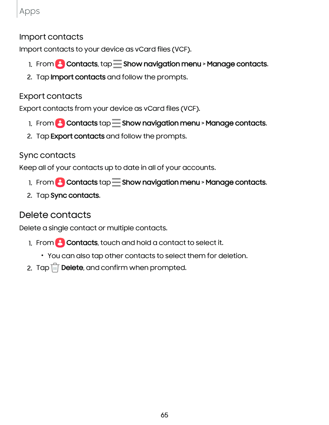 Delete contacts Galaxy Tab A7 Lite AT&T