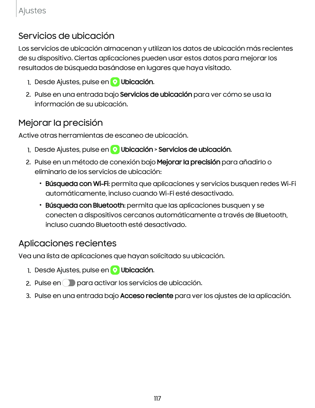 Servicios de ubicación Galaxy Tab A7 Lite Verizon