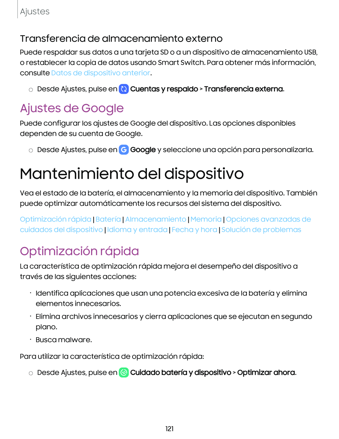 Transferencia de almacenamiento externo Ajustes de Google