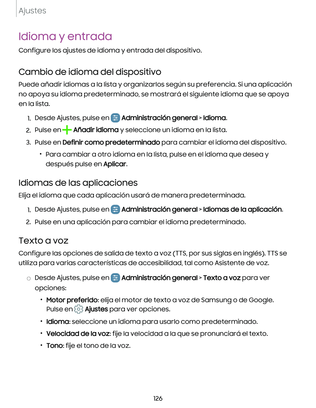 Idiomas de las aplicaciones Galaxy Tab A7 Lite Verizon