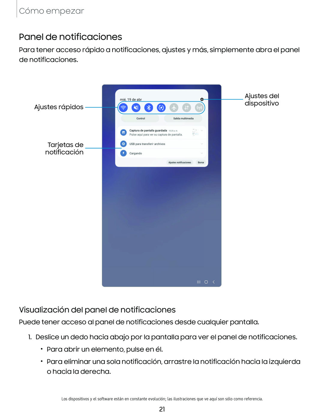 Panel de notificaciones Galaxy Tab A7 Lite Verizon