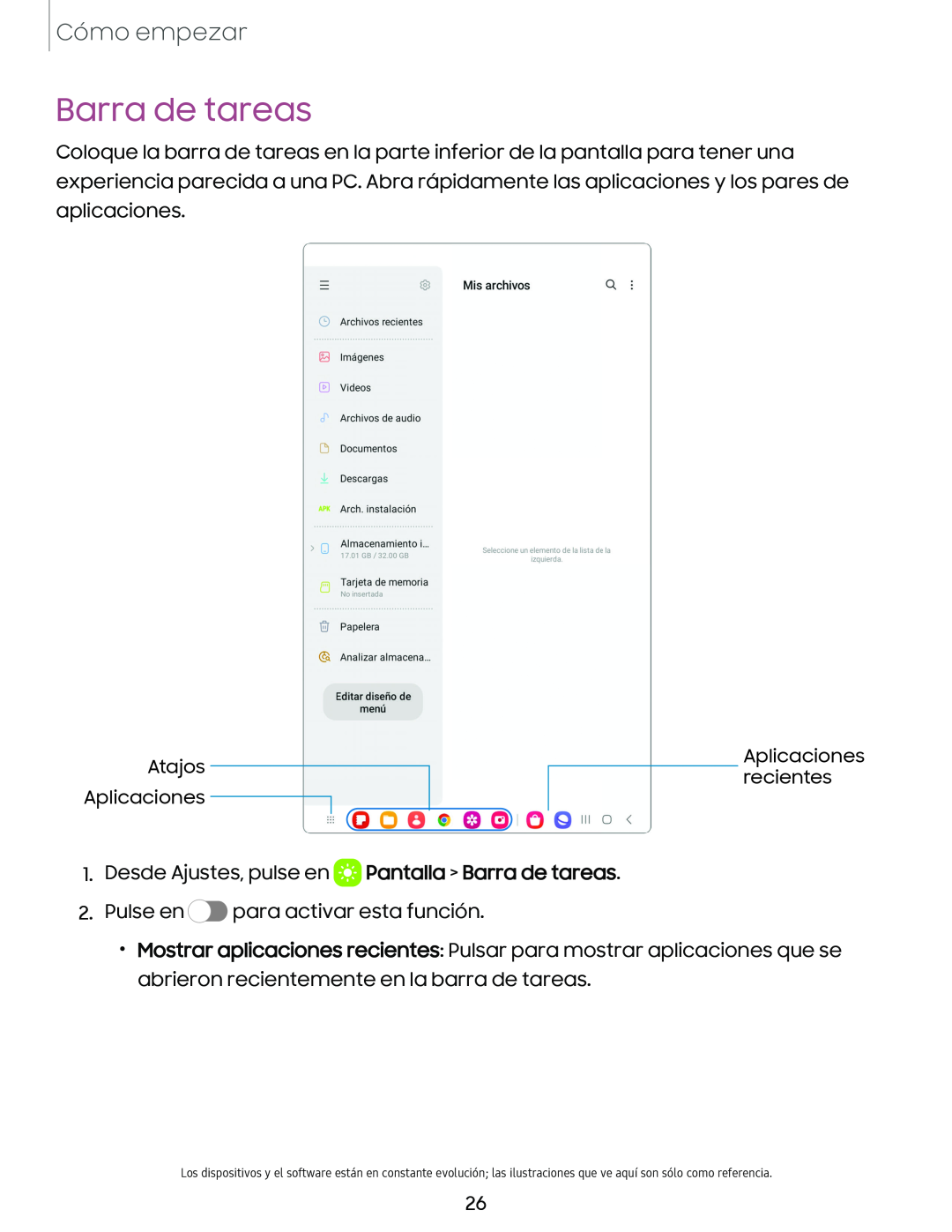 Barra de tareas Galaxy Tab A7 Lite Verizon