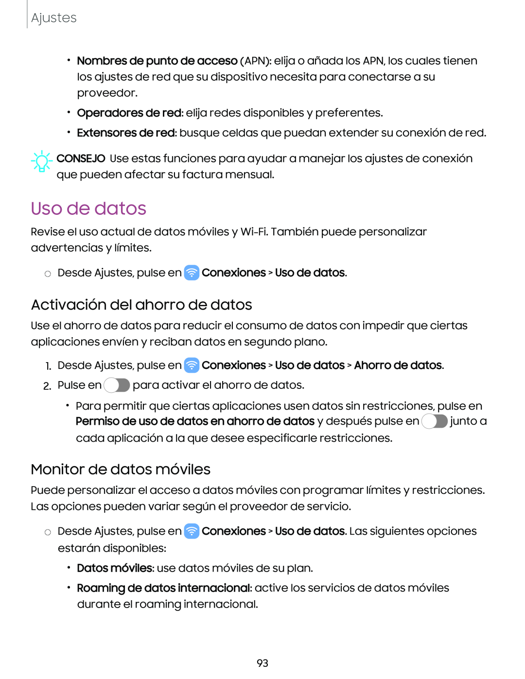 Activación del ahorro de datos Monitor de datos móviles