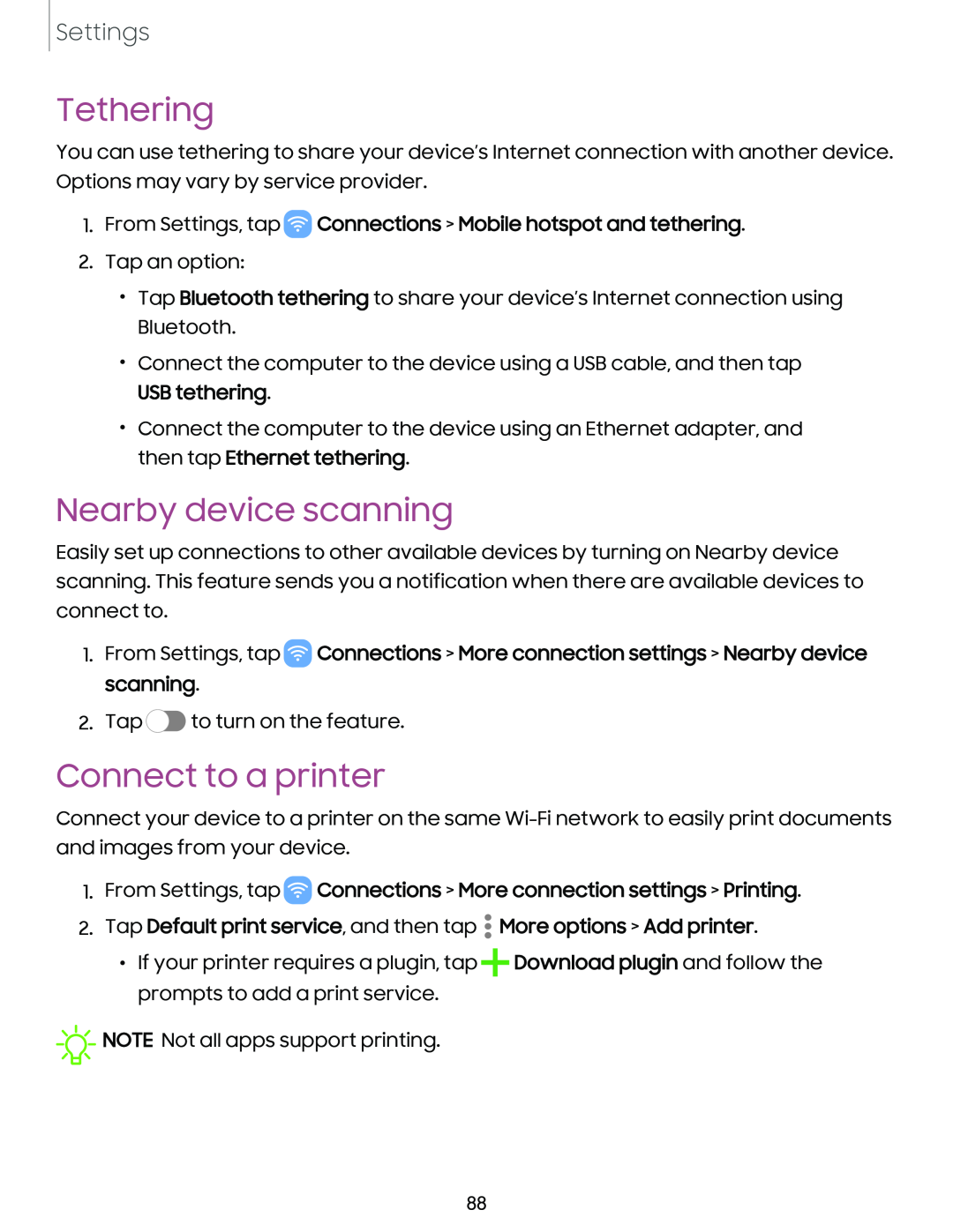 Tethering Nearby device scanning