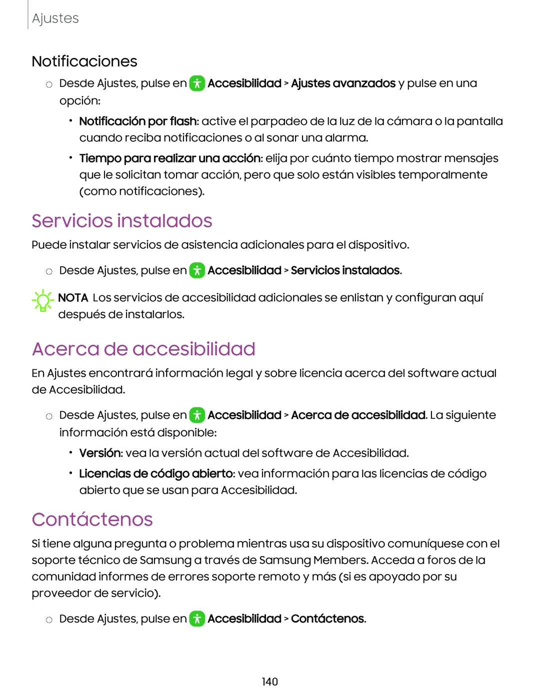 Notificaciones Servicios instalados