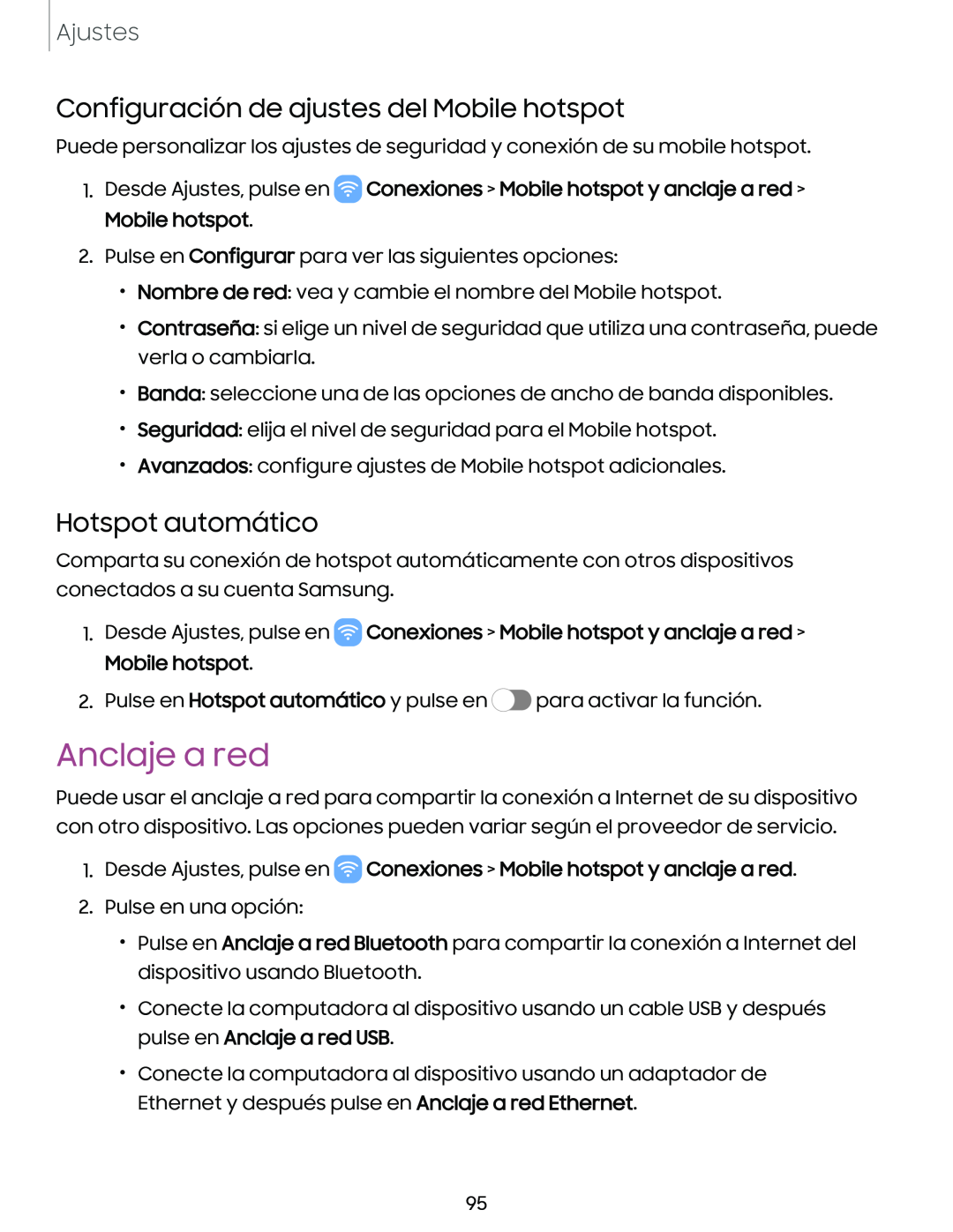 Configuración de ajustes del Mobile hotspot Hotspot automático