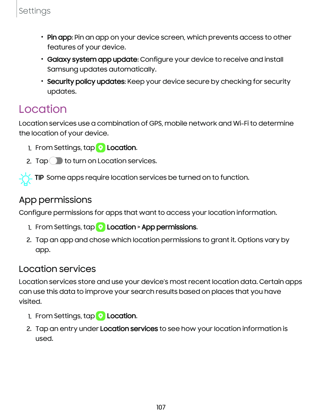 Location services Galaxy Tab A7 Lite Spectrum Mobile