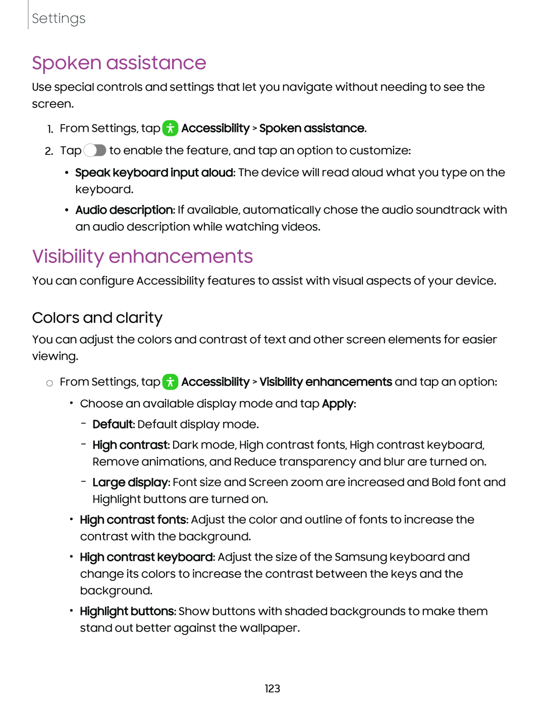 Visibility enhancements Galaxy Tab A7 Lite Spectrum Mobile