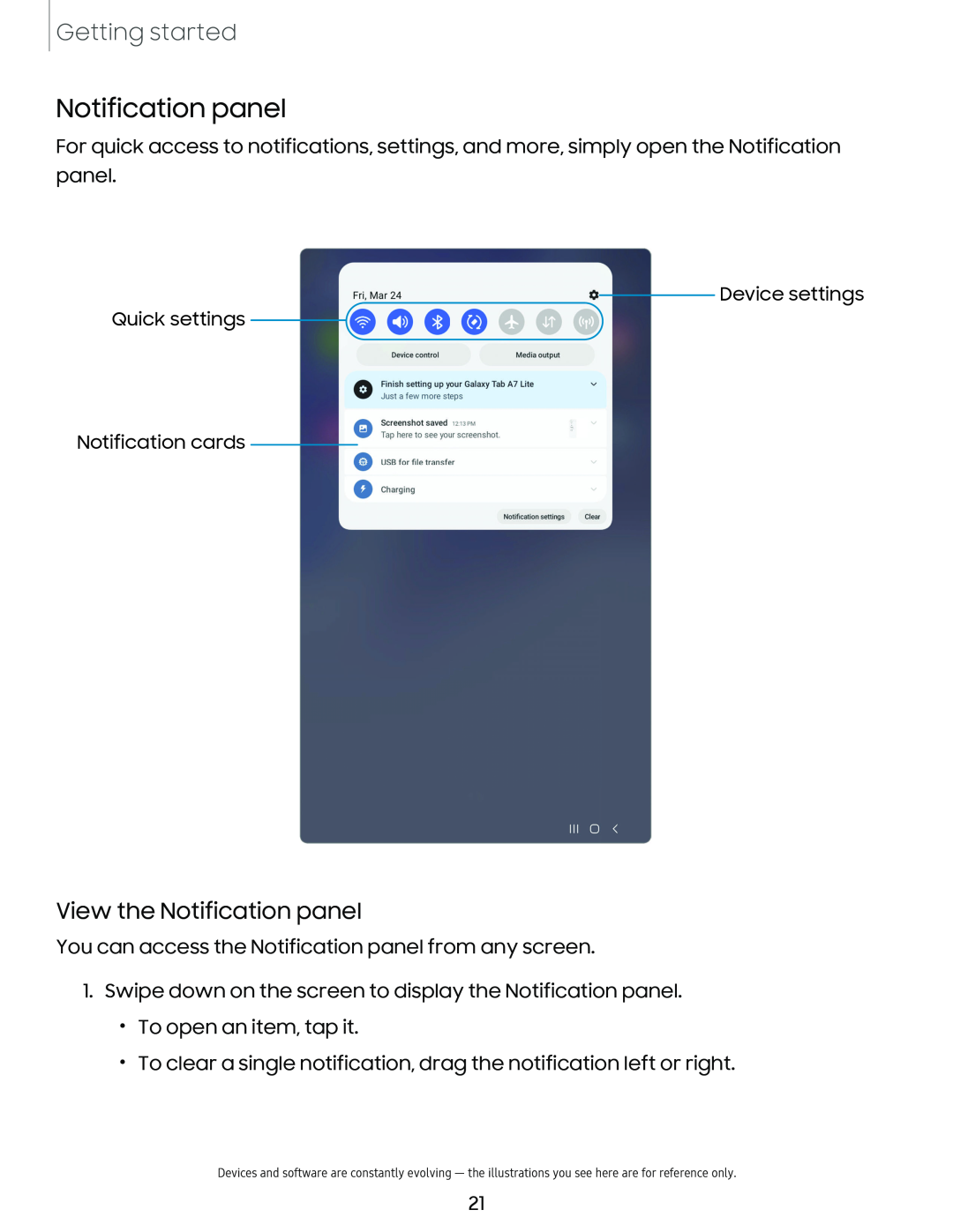 Notification panel Galaxy Tab A7 Lite Spectrum Mobile